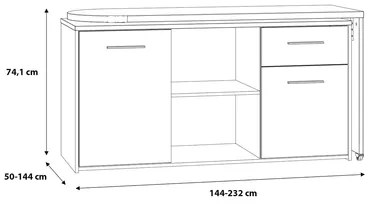 Komoda ALIKLIA s rozkladacou vrchnou doskou
