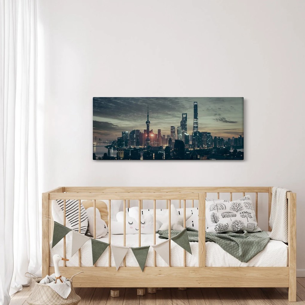 Obraz mesta za súmraku (120x50 cm)