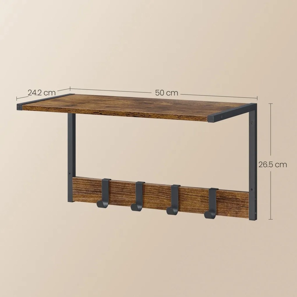 Sada 2 ks nástěnných věšáků Vasagle Katia hnědá/černá