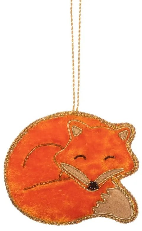 Textilná ručne vyrobená vianočná ozdoba 7 cm Sleeping Fox – Sass & Belle
