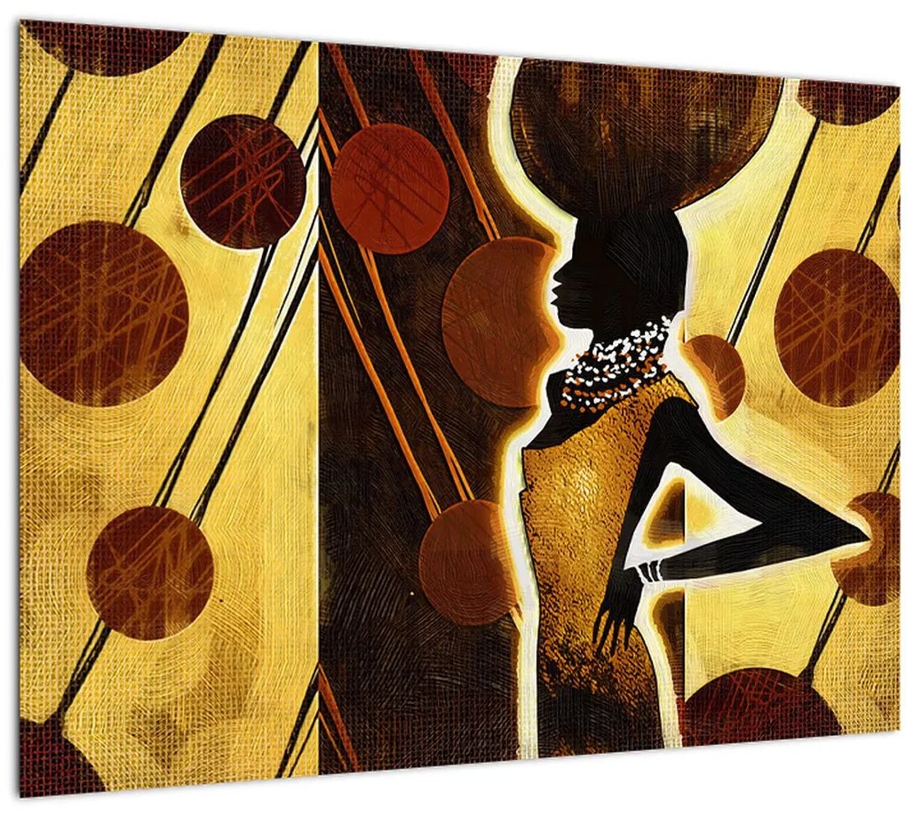 Sklenený obraz umelecké pradávnej maľby (70x50 cm)