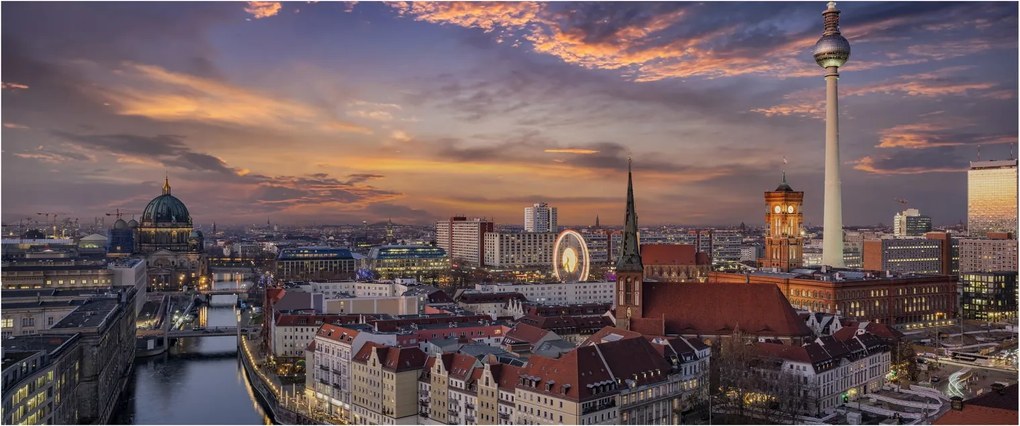 Obraz - Západ slnka nad Berlínom (120x50 cm)