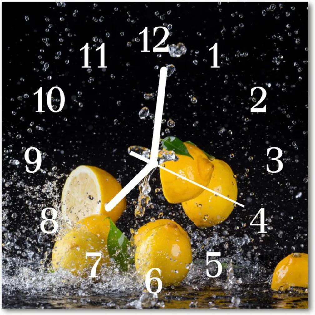 Nástenné sklenené hodiny  citróny