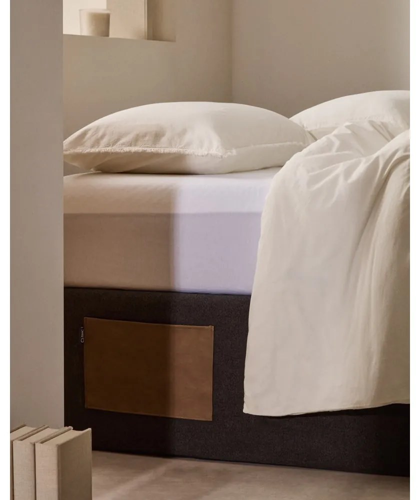 Čierna čalúnená dvojlôžková posteľ s úložným priestorom 160x200 cm Matters – Kave Home