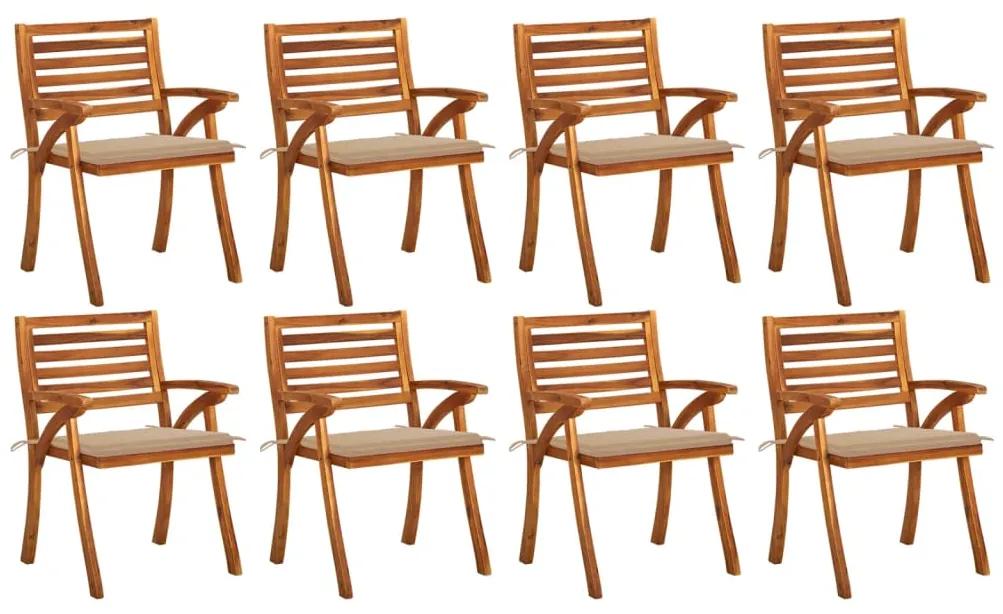Záhradné stoličky so sedákmi 8 ks akáciový masív
