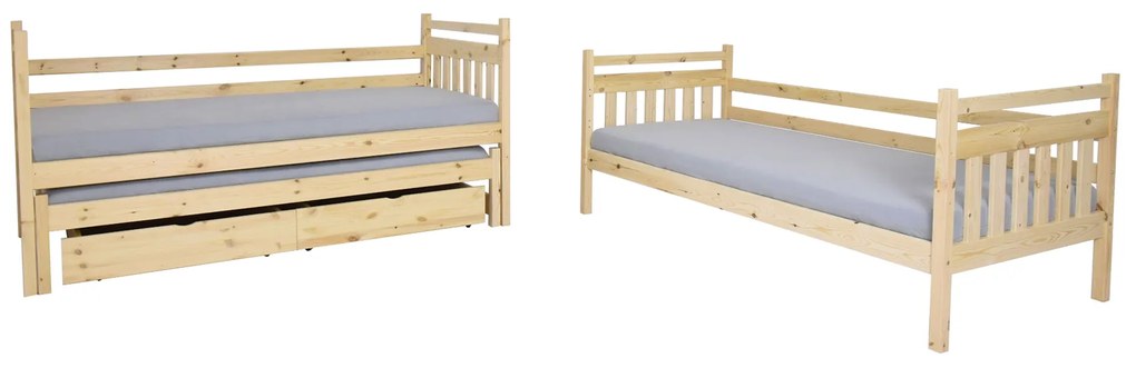 Wilsondo Poschodová posteľ s prístelkou Petra 5 - prírodná Rozmer: 200x90