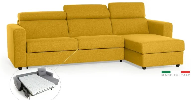 Rohová sedacia súprava na každodenné spanie TAVOLA rozkladacia, žltá (penelope 08)