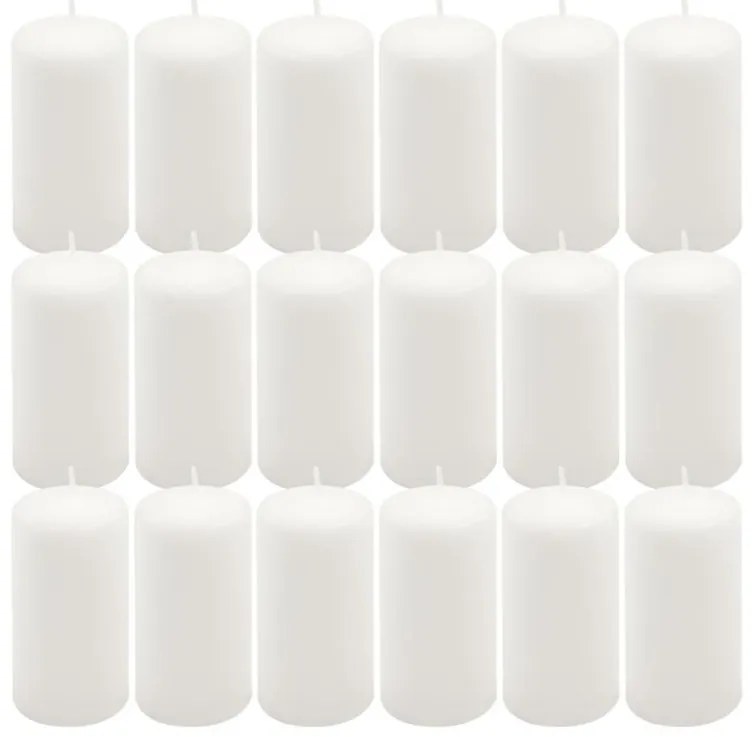 Sada stĺpových sviečok, 11,5 cm, Ø 6 cm, biela, 18 ks