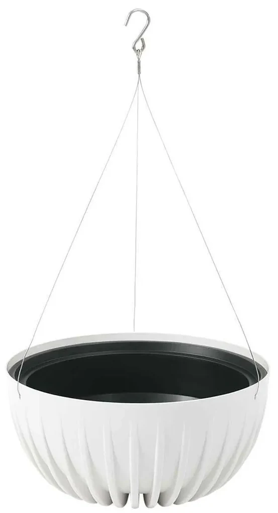ZÁVESNÝ PLASTOVÝ KVETINÁČ STRIPPED ECO 16X30 CM BIELA
