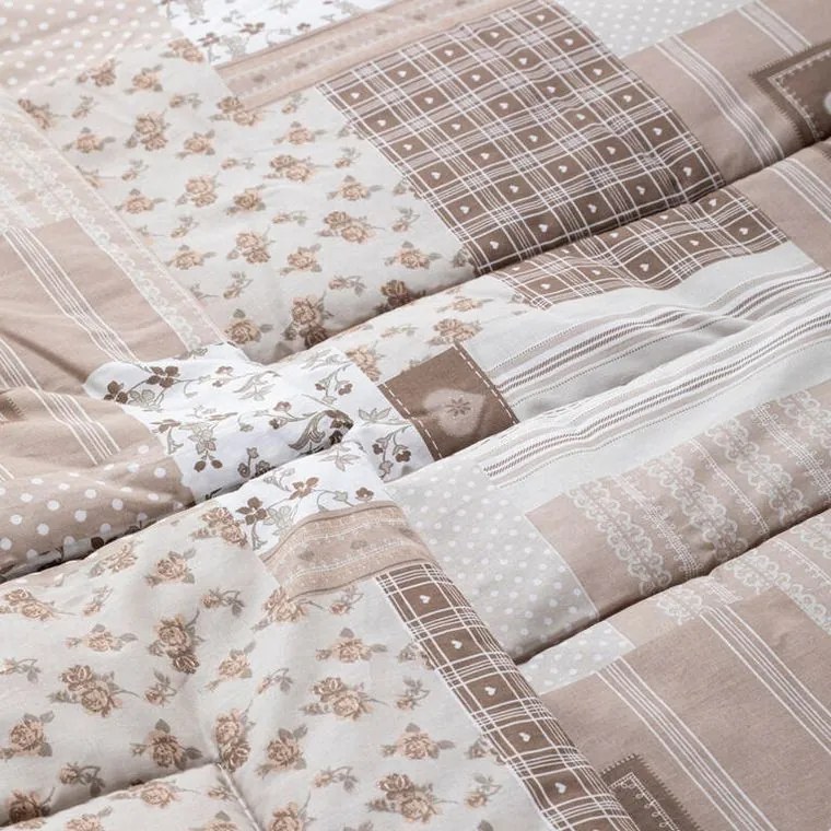 Letná sada periny a vankúša PATCHWORK, béžová