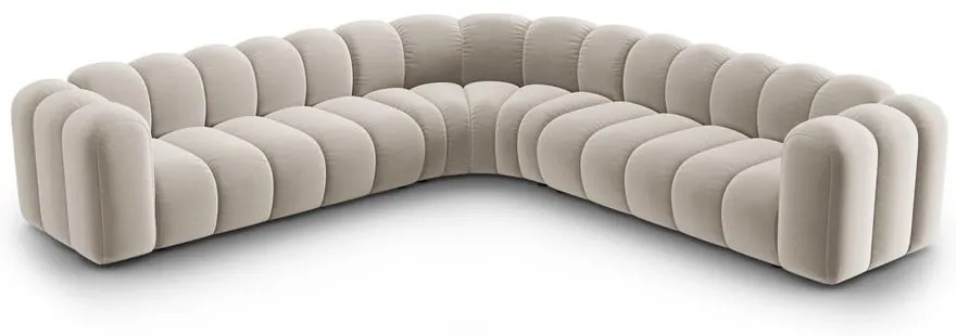 Krémová zamatová modulárna rohová pohovka Lupine – Micadoni