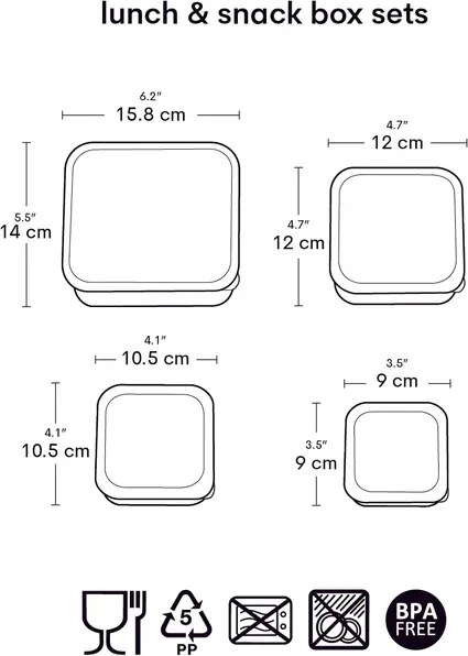 Sada 4 škatuliek na obed a desiatu čerešne