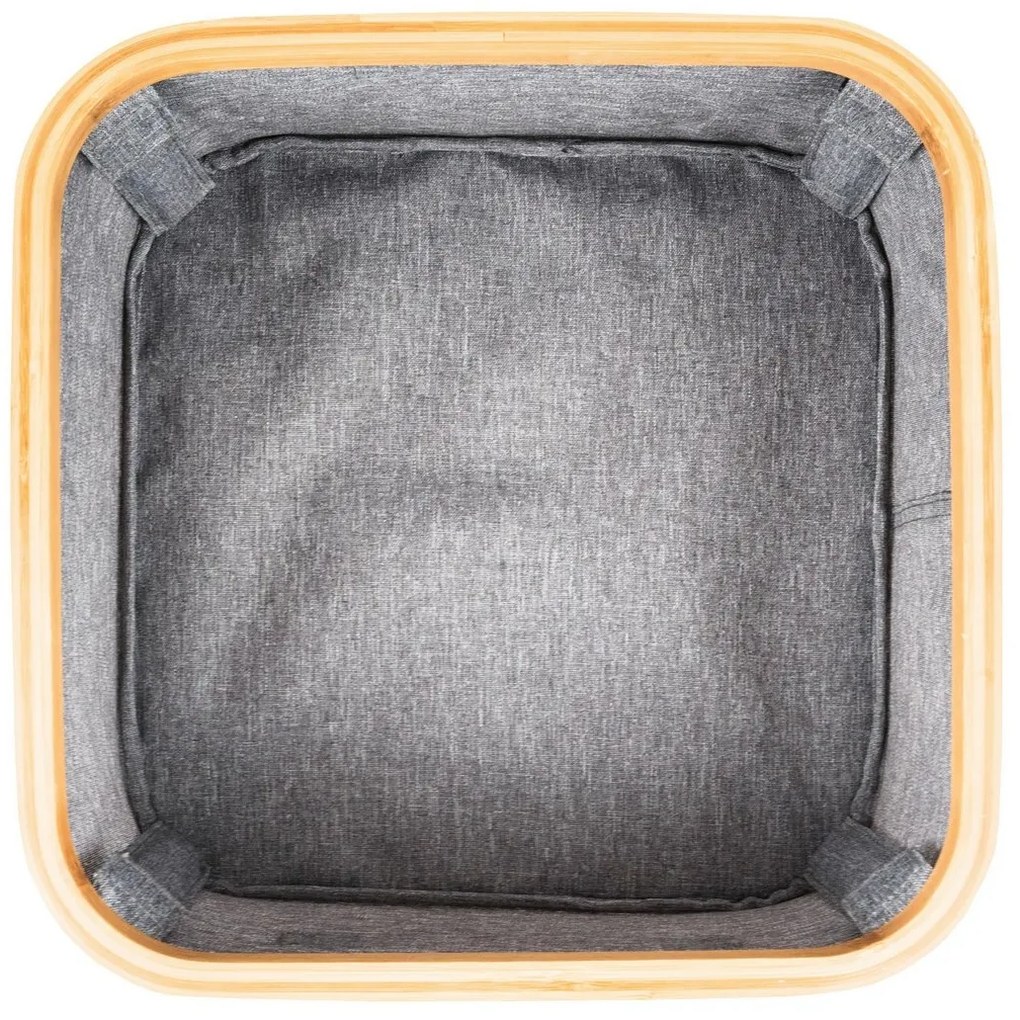 Úložný box G21 30 x 30 x 15 cm, bambusový s vekom, sivý