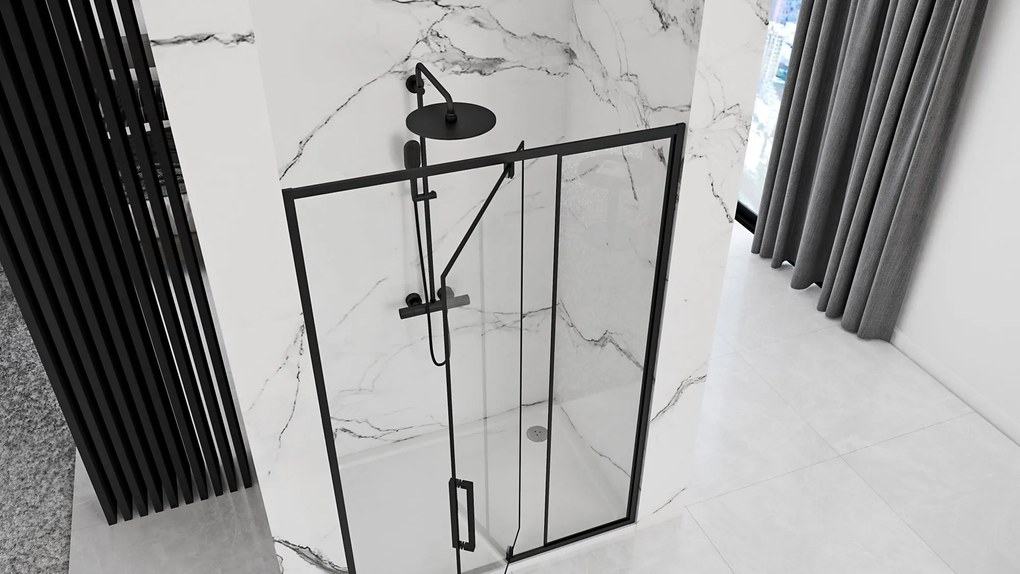 Rea Rapid Swing, jednokrídlové výklopné sprchové dvere 120 x 195 cm, 6mm číre sklo, čierny profil, REA-K6413