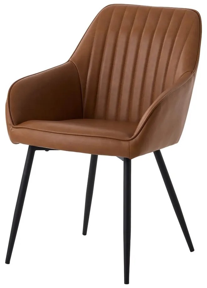 Hnedé čalúnené jedálenské kreslá v súprave s podrúčkami 2 ks Nolan Stripe – Unique Furniture