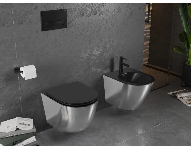 Mexen Lena, závesný bidet 480x370x325 mm, čierna matná - strieborná, 35224874
