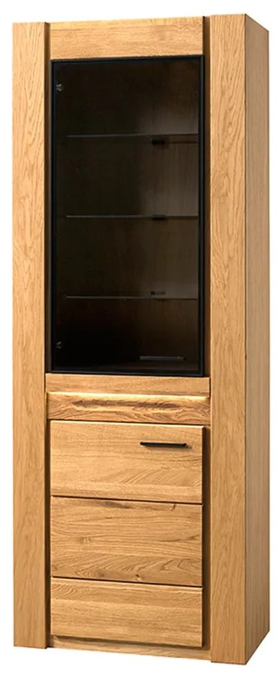 Vitrína Velvet II 10 s LED osvětlením 75 cm z masivu levá dub přírodní