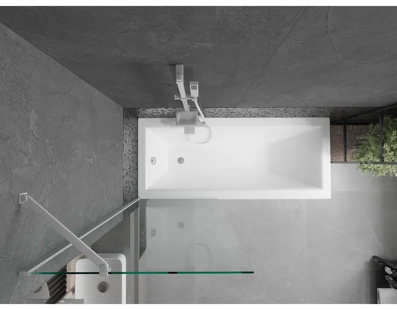 Mexen Next, vaňová zástena 1-krídlová 70 x 150 cm, fixné krídlo, 6 mm číre sklo, biely profil, 895-070-000-00-00-20