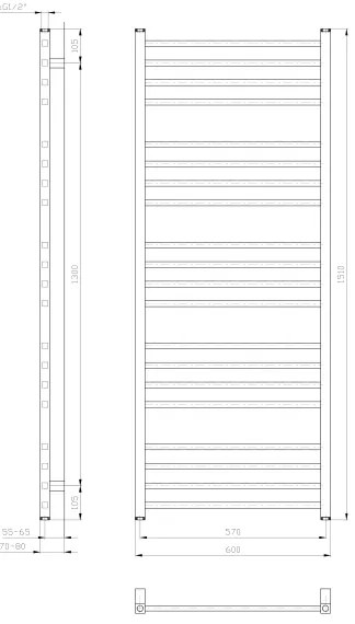Sapho - Kúpeľňový radiátor METRO 557W 60x151 cm biela