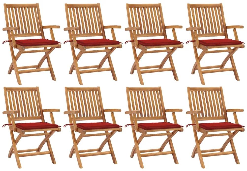 Skladacie záhradné stoličky s podložkami 8 ks tíkový masív 3072783