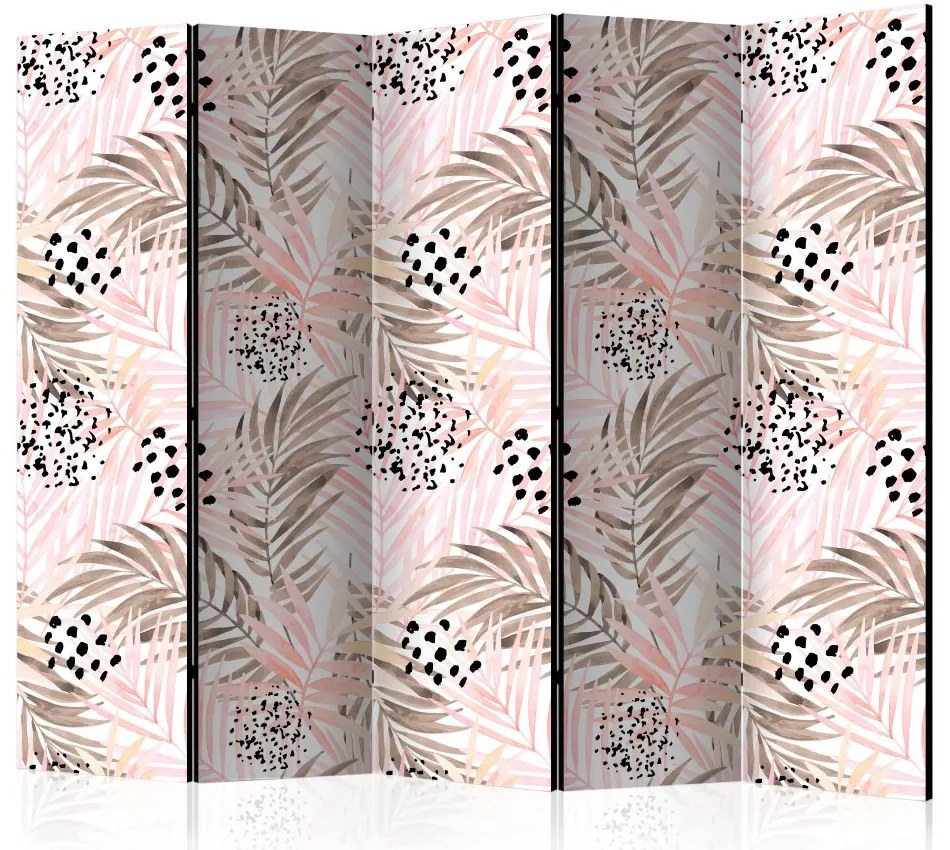 Artgeist Paraván - Pink Palm Leaves [Room Dividers]