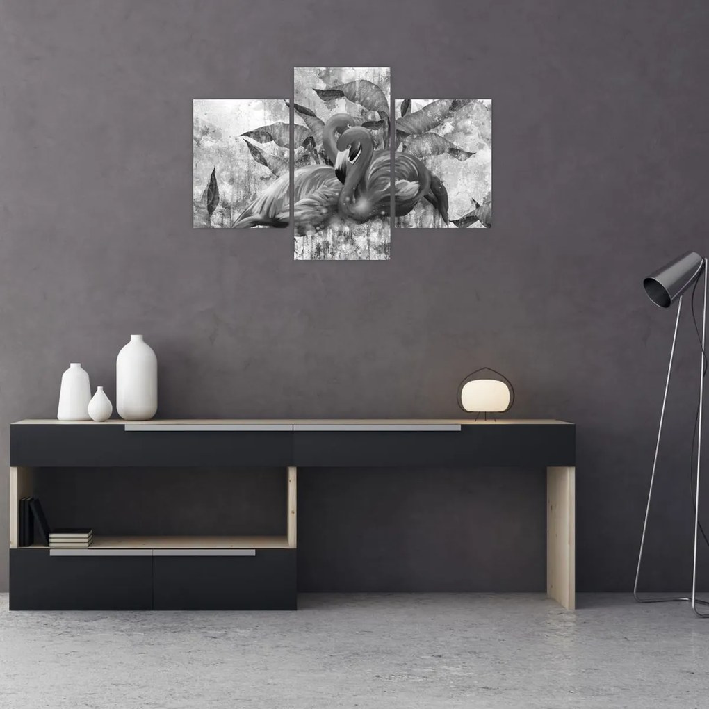 Obraz - Plameniaky graffiti (90x60 cm)