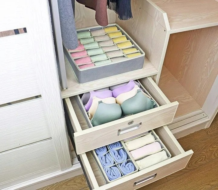 eCarla 2. akosť - Organizér na spodnú bielizeň, súprava 4ks, SPRINGOS - sivý