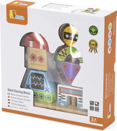 Drevená skladačka pre deti Viga 44652 Roboti