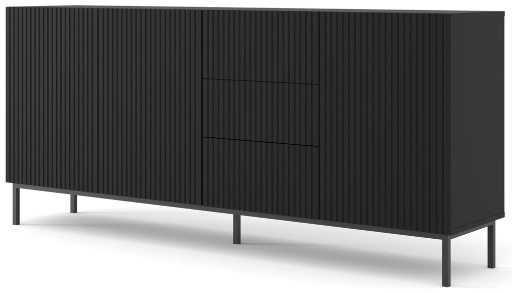 Komoda 3D3S 200 Rowanna (čierna). Akcia -20%. Vlastná spoľahlivá doprava až k Vám domov. 1125009