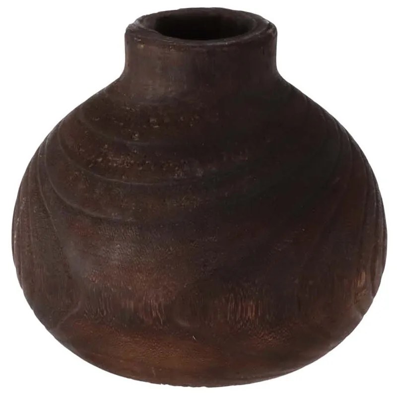 Hogewoning Drevená guľatá váza tmavá Ø21 cm