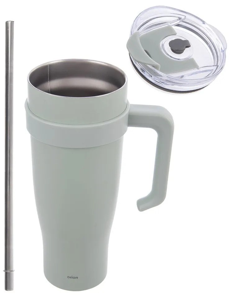 Šalviový zelený termo hrnček so slamkou 1,2 l Termo – Orion