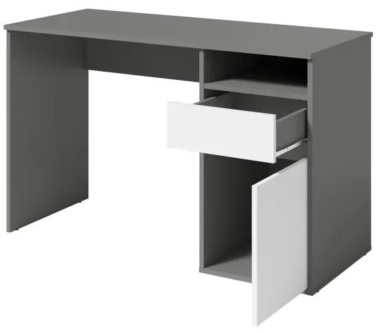 PC stôl Bili - tmavosivý grafit / biela
