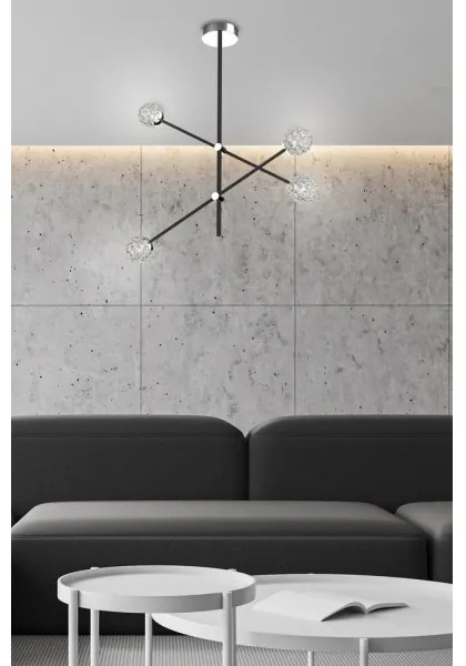 Luster na tyči PAKSOS 4xG9/5W/230V čierna