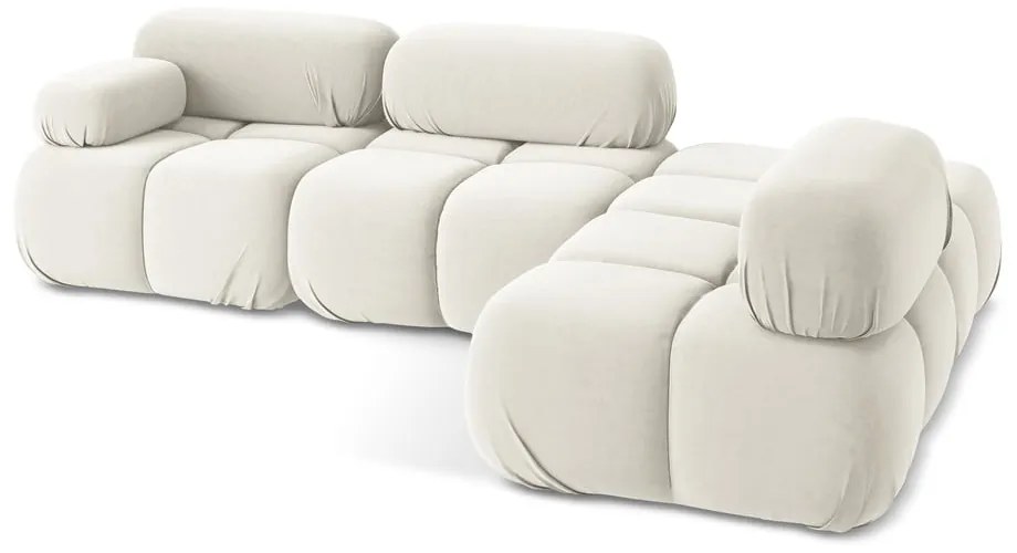 Biela zamatová modulárna rohová pohovka (pravý roh) Lokua – Makamii