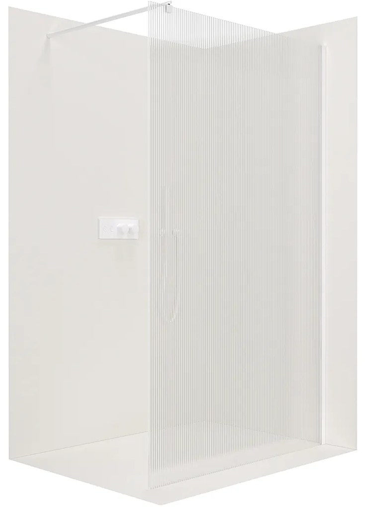 CERANO - Sprchová zástena Walk-in Onyx Ľ/P - guľatá vzpera - biela matná, ryhované sklo - 110x200 cm, CER-CER-8050BD293