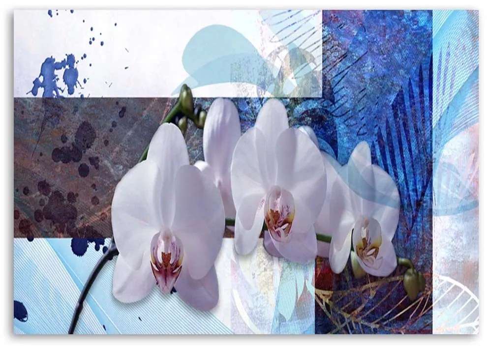 Obraz na plátně Orchidejová abstraktní modrá - 90x60 cm