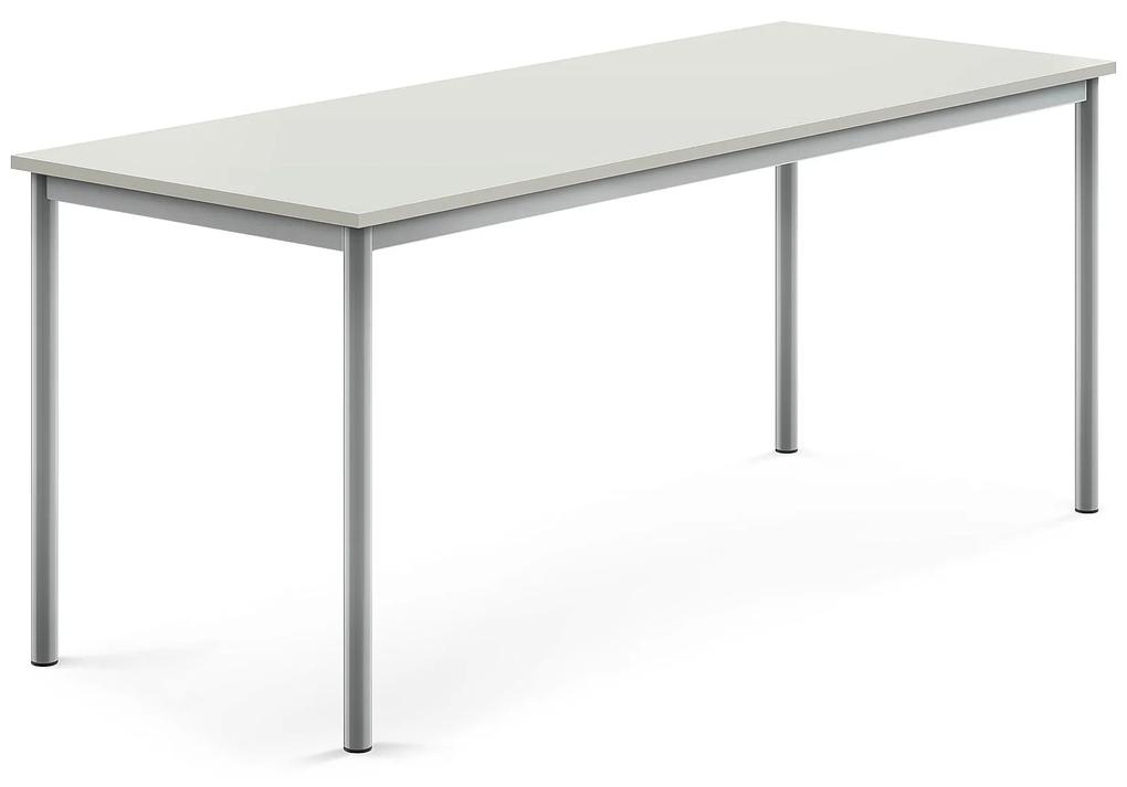 Stôl SONITUS, 1800x700x720 mm, HPL - šedá, strieborná