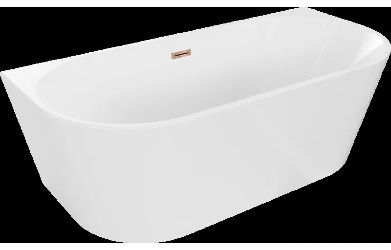 Mexen Oval voľne stojaca priemyselná vaňa 180 x 80 cm, biela, odtok ružového zlata - 52671808000-60