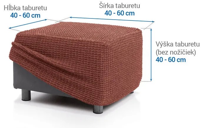Super strečové poťahy RUBINIA tehlová taburetka (40 - 60 cm)