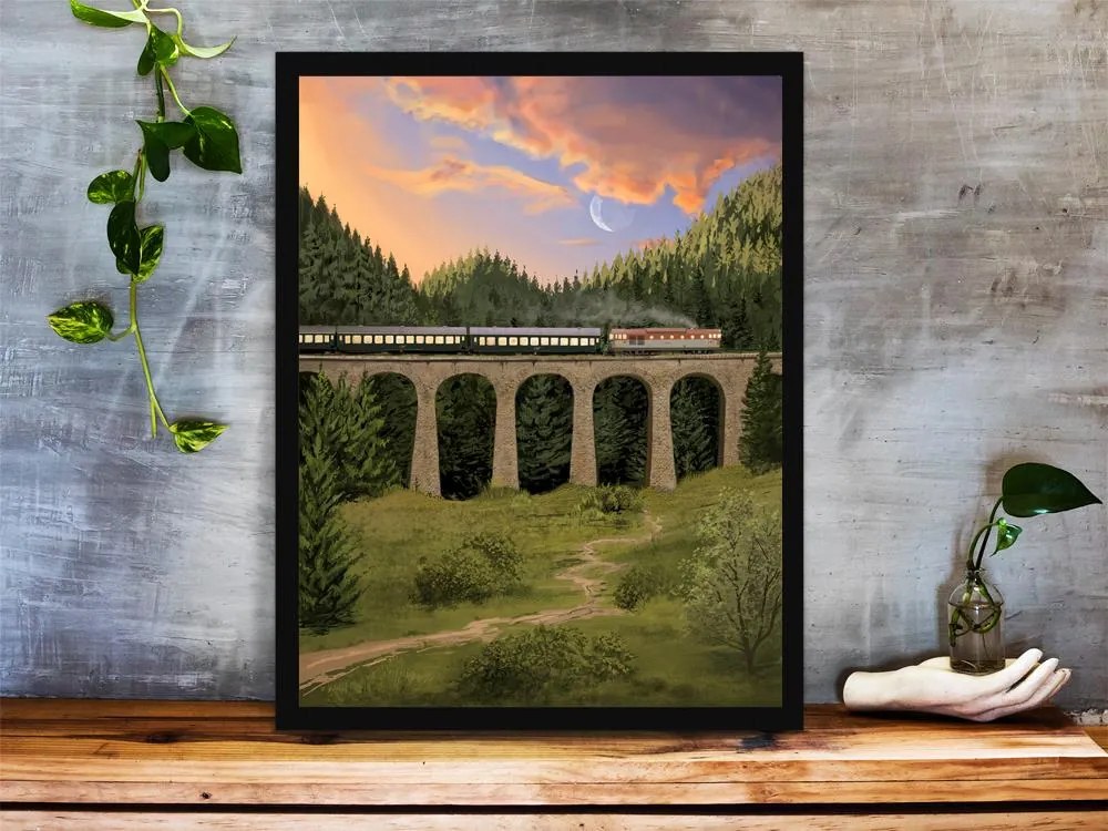 Poster Chmarošský viadukt - Poster 50x70cm + čierny rám (71,8€)