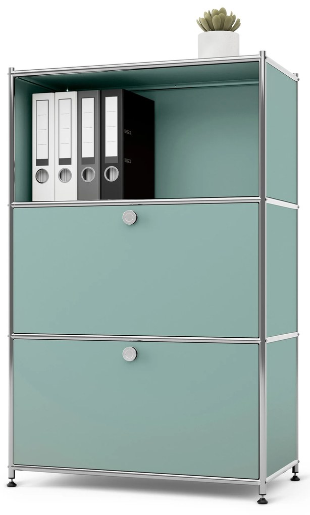 Kovová komoda »CN3« s 2 výklopnými priečinkami, šalviová