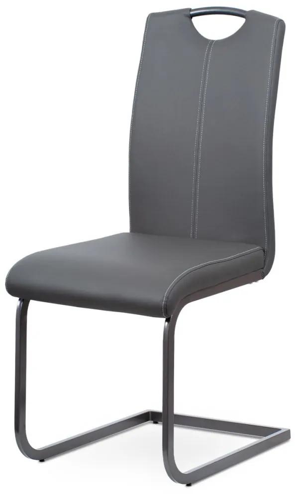 Jedálenská stolička TITUS — kov, ekokoža, sivá
