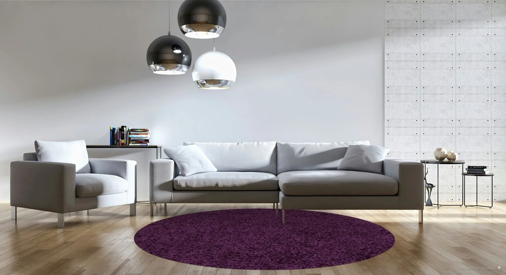 Ayyildiz, Kusový koberec Life Shaggy 1500 lila kruh, 200x200 (priemer) kruh, fialová, obývacia izba