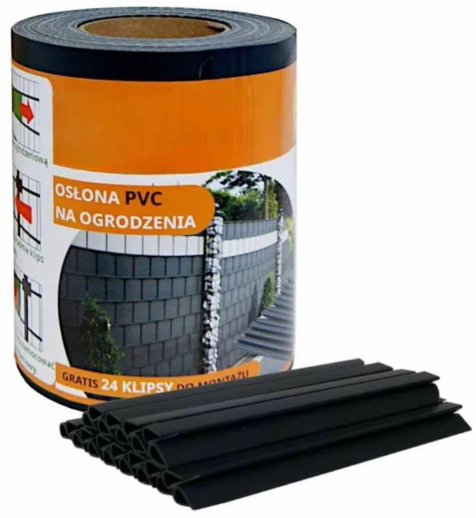 Ekspand Tieniaca fólia na plot 19cm x 35m 450g/m2 Grafitová + spony 24ks