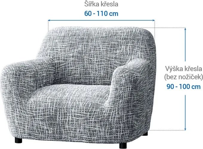 Bielastické poťahy GRAFITI NOVÉ antracit kreslo (š. 60 - 110 cm)