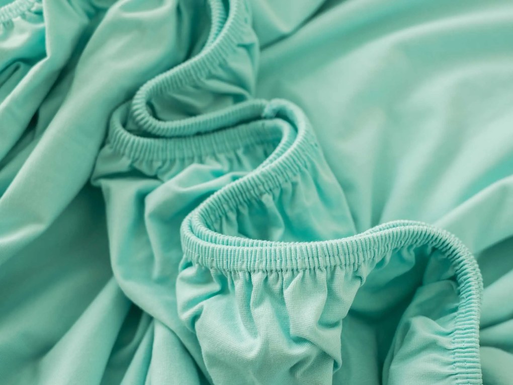 Jersey prostěradlo s elastanem 220 × 200 cm – mentolové