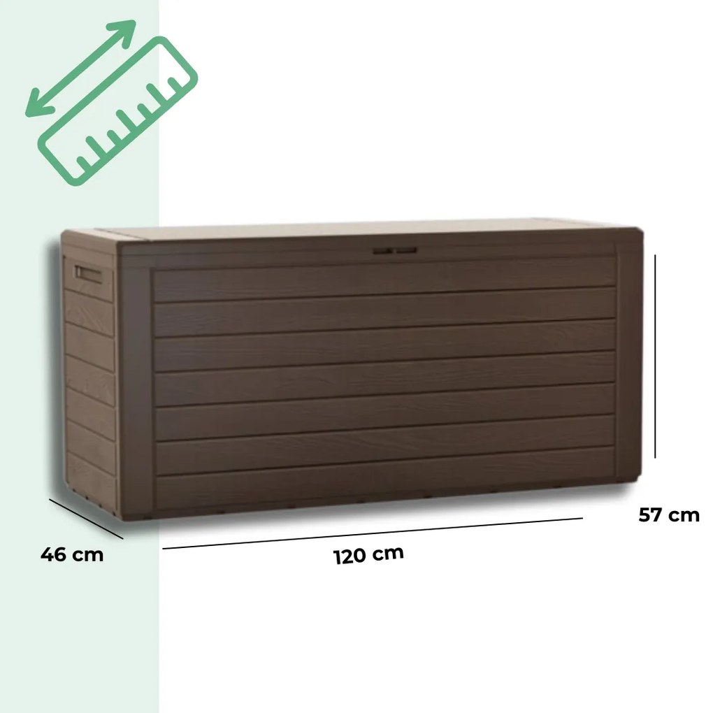 Prosperplast Úložný box WOODEBOX, 280L, 120x46x57cm, tmavo hnedá