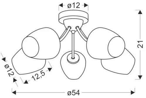 Prisadený luster ZINA 5xE27/40W/230V mosadz/biela