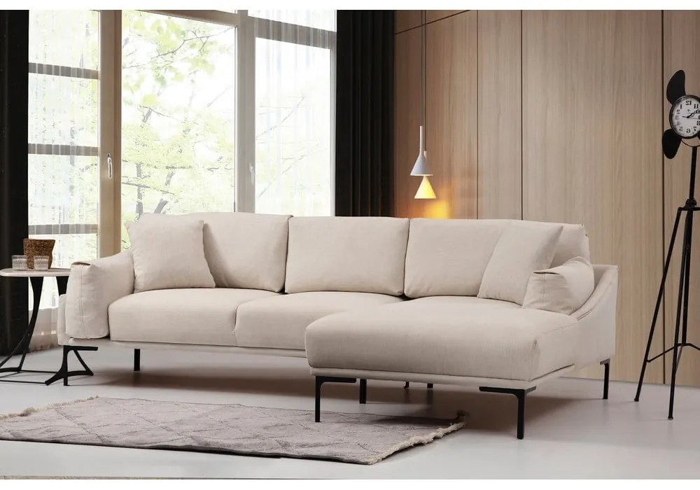 Svetlobéžová rohová pohovka Artie Leo, pravý roh