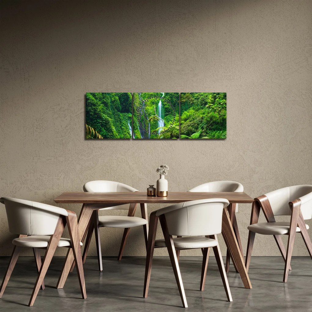 Obraz - Vodopády Madakaripura, východná Java, Indonézia (s hodinami) (90x30 cm)